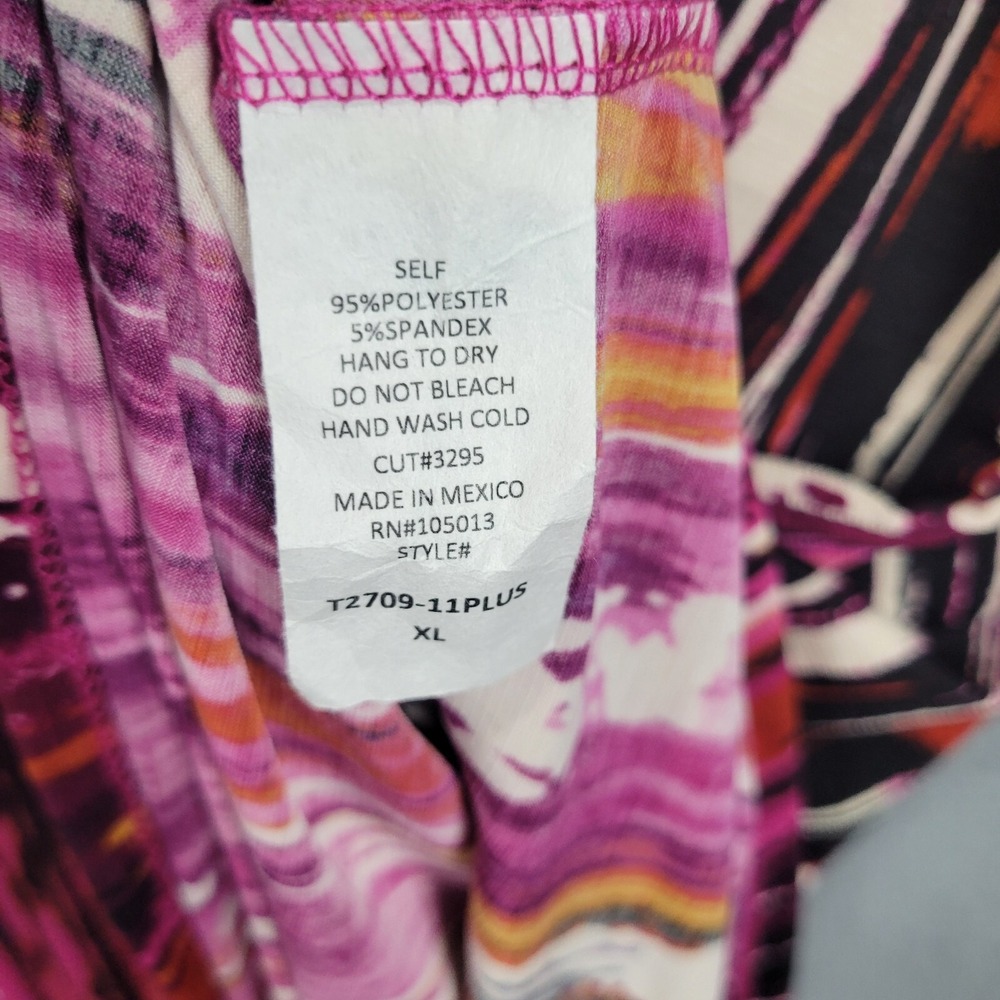 Dear Scarlett Blouse Top Women's XL Pink Orange Round Neck 3/4 Sleeve Boho Y2K - Picture 5 of 8